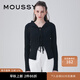 moussy 女裝新款甜美風(fēng)綁帶設計翻領(lǐng)針織開(kāi)衫女010GSK70-0280 020黑色 均碼