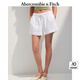 ABERCROMBIE & FITCH女裝25夏季新款清涼夏日舒適亞麻混紡松緊腰休閑短褲KI149-5187 白色 L (165/84A)