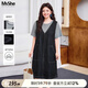 MsShe【假兩件拼接牛仔連衣裙】大碼女裝2025夏裝胖mm巨好看裙子 牛仔深藍(lán)色25年8月25日到貨 XL