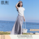 香影【仙女褲】灰色裙褲女垂感2025夏裝新款顯瘦寬松大褲腳闊腿褲 淺灰裙褲 S 155/80A/85-95斤