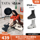 他她（TATA）孫樂(lè )言同款喵爪靴子女襪靴厚底瘦瘦靴彈力短筒靴CEG08DZ5 黑色 37