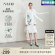 AMII開學(xué)季換新裝2025春季新款優(yōu)雅配腰繩玫瑰印花飄帶襯衫裙吊帶裙雪 米白（長(zhǎng)袖連衣裙） L (165)