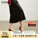 康莉（COMELY）[時裝周同款]方扣單鞋女春季粗跟氣質(zhì)漆皮通勤高跟鞋 黑色 39 
