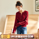 Olrain歐芮兒紅色毛衣開衫女裝秋季高級(jí)感圓領(lǐng)親膚絨顯瘦針織衫女 酒紅色 M