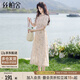 絲柏舍V領(lǐng)連衣裙2025夏裝新女裝時尚優(yōu)雅泡泡袖印花氣質(zhì)中長裙