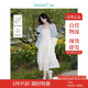 茵曼（INMAN）夏季提花肌理女裝純色吊帶連衣裙顯瘦百搭風(fēng)中長裙子 田園杏 L