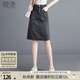 她池A字牛仔短裙2025春夏新款女裝時(shí)尚高腰活力開(kāi)叉半身裙