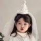 桂岐 兒童周歲派對頭飾女孩寶寶演出發(fā)箍女孩童生日帽子帶紗發(fā)卡裝飾 嬰兒周歲發(fā)飾新款蝴蝶結帽子米色 均碼
