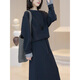 莫央早秋穿搭一整套時(shí)尚休閑套裝裙女2025春秋新款洋氣衛衣長(cháng)裙兩件套 藏青色 L 【建議100-110斤】