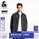 杰克·瓊斯（JACK&JONES）25年男裝牛仔襯衫春季潮流寬松男士襯衫式薄外套微彈滿印高端襯衣 A17中灰牛仔 常規(guī) M