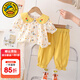 G.duck小黃鴨女童夏裝套裝兒童衣服夏季新款女寶寶短袖兩件套女孩休閑裝 小白兔短袖套裝黃色 80 尺碼7-11月【75-85cm】