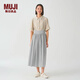 無(wú)印良品（MUJI）IDEE 女式 強捻 兩穿裙 女夏季款裙子 棉麻 吊帶裙  GAD14C4S 藍灰色 L (165/72A)