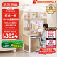 京東京造護(hù)眼大路燈兒童學(xué)習(xí)桌椅套裝實(shí)木升降書桌柜一體寫字陽光桌 藍(lán)