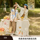 紫涵（ZIHAN）紫涵圓領(lǐng)針織開(kāi)衫女2025秋季新款田園風(fēng)撞色貼布刺繡拼接毛衣外套 落日橘 M