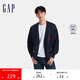GAP男裝秋冬款棉質(zhì)可機洗logo絞花針織開衫粗針毛衣678606