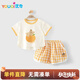 優(yōu)奇嬰兒套裝2025新款男童短袖t恤女童短褲夏季薄款衣服寶寶夏裝