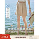 茵曼（INMAN）冰氧吧涼感輕薄休閑短褲女2025年夏季新款高腰顯瘦a字西裝褲子 淺卡其 28