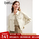 百圖betu女裝秋季新款短外套翻領短款百搭純棉牛仔外套女2408T54 杏色 M