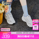 斯凱奇（Skechers）老爹鞋四季綠色休閑舒適運動百搭厚底熊貓鞋女鞋99999863 白色/海軍藍色/WNV 35.5