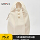 三福背包夏季學(xué)院運(yùn)動(dòng)韓系休閑褶皺背心雙肩包女包501421 象牙白 中
