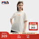 FILA 斐樂官方女子針織短袖衫2025夏季新款小狐貍刺繡純棉舒適T恤 云菇白-WT L 170/88A/L