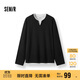 森馬（Semir）長(cháng)袖T恤男拼色假兩件t恤華夫格肌理上衣25秋寬松百搭109725101106