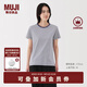 無(wú)印良品（MUJI）女式 天竺編織 圓領(lǐng)短袖T恤 上衣打底衫女款25年夏季女裝內搭 煙熏藍色條紋 BB2SBA5S L (165/88A)