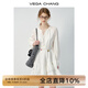 VEGA CHANG白色連衣裙女2025春秋新款法式V領(lǐng)長袖高級感蕾絲裙子 云朵白（長袖） S