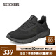 斯凱奇（Skechers）夏季男鞋新款輕便一腳蹬透氣網(wǎng)面休閑運動(dòng)跑步鞋百搭慢跑鞋210281 全黑色/210281-BBK 41.5