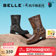 百麗（Belle）七夕禮物辣妹騎士靴商場(chǎng)同款廢土風(fēng)女靴牛仔西部靴Z9U2DDZ3 棕色 36 (230mm)