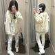 黛芮婷美式復古簡(jiǎn)約棒球服外套女2025春秋新款寬松學(xué)生休閑百搭夾克上衣 米白色 M