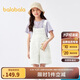 巴拉巴拉女童褲子兒童牛仔褲夏款中大童時尚短褲甜美背帶褲潮208224110006
