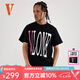 VLONE【StapleHoodle】春夏男女同款經(jīng)典大LOGO美潮純棉男士短袖T恤 黑粉-經(jīng)典大V款 L