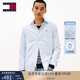 TOMMY JEANS【牛津紡】25春夏男女肌理條紋亞洲版長(cháng)袖/純棉中性簡(jiǎn)約襯衫