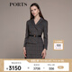 PORTS寶姿秋冬新品女裝縫制針織長袖中長連衣裙LM9N012NFE010 黑色格子 XS (2)