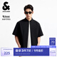 杰克·瓊斯（JACK&JONES）男裝潮百搭寬松休閑簡約純色字母刺繡翻領(lǐng)短袖襯衫男裝225204019 E40黑色 常規(guī) M