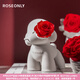 ROSEONLY 諾誓永生花玫瑰公仔甜心兔告白熊嘻嘻貓獨(dú)角獸送女友七夕節(jié)禮物 守愛狗-小號(hào)-紅色