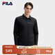 FILA 斐樂官方男子針織長袖POLO衫2025春季新款商務(wù)休閑基礎(chǔ)上衣 正黑色-BK L 175/96A/L