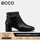 愛步（ECCO）【明星同款】靴子女 冬季保暖切爾西女靴粗跟皮靴 型塑290933 黑色29093301001 36