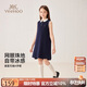 英氏（YEEHOO）女童連衣裙兒童背心裙中大童裝裙子polo翻領(lǐng)A字裙夏 深藍  130 