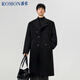 羅蒙（ROMON）男士風(fēng)衣中長(cháng)款外套秋冬季寬松雙排扣商務(wù)毛呢大衣潮流灰色黑色XL
