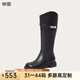 Lily Wei秋冬新款真皮復(fù)古拼色長(zhǎng)筒靴顯瘦老錢(qián)風(fēng)高筒靴大碼情人節(jié)禮物 黑色單里 41