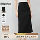 尚都比拉職場(chǎng)通勤黑色半身裙女春季顯瘦直筒裙高級感中長(cháng)裙 黑色 L