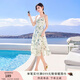 香影（xiangying）薄荷曼波綠色吊帶連衣裙女2025夏季新款v領(lǐng)海邊度假沙灘裙子 果綠 S