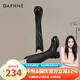 達芙妮（DAPHNE）長(cháng)筒靴女靴秋冬2023冬季新款高筒騎士靴英倫風(fēng)彈力皮靴 黑色跟高6.5cm 36 標準碼