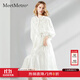 MeetMetro瑪依爾氛圍感連衣裙女2025春新款繡花鏤空泡泡袖襯衫裙甜美收腰裙 白色【現貨閃電發(fā)】 L