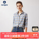 Navigare意大利小帆船全棉格紋長(cháng)袖襯衫女寬松襯衣2333074501 藍灰 XL