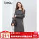 百圖（betu）女裝2025年冬季新款連衣裙拼接蕾絲雪紡氣質(zhì)簡(jiǎn)約顯瘦裙子2510T91 深灰 M