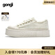 共跡gongji2025夏季新款小香風(fēng)透氣帆布鞋厚底增高休閑板鞋女鞋小白鞋 珍珠白 /偏大半碼 37 （238mm）
