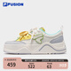 FILA FUSION斐樂潮牌女鞋滑板生活鞋2025夏新款50-50帆布鞋休閑鞋 奶白/精靈綠-GG 36.5